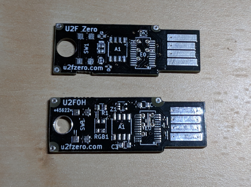 The old and new U2F Zero designs side by side.